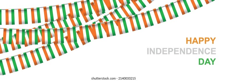 Vector realistic isolated party flags for Ireland Independence Day on the white background.