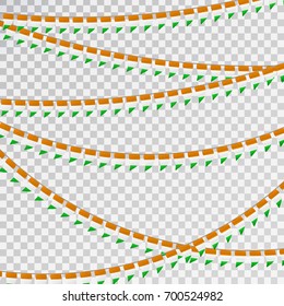 Vector realistic isolated party flags with Indian flag color for decoration and covering on the transparent background.