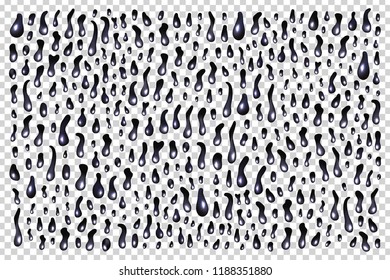 Vector realistic isolated petroleum droplets for decoration and covering on the transparent background.