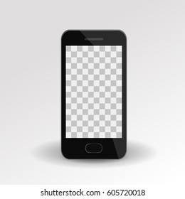 Vector realistic isolated phone with transparent screen on the white background. Concept of technology and laptop.