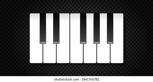 Vektorrealistische, isolierte Klaviertastatur für die Dekoration und Abdeckung auf transparentem Hintergrund. Konzept der Musik.