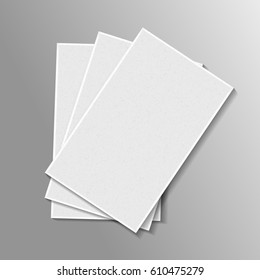Vector realistic isolated pile of paper on the gray background. Realistic white mock up template for covering design, branding, corporate business identity and advertising.
