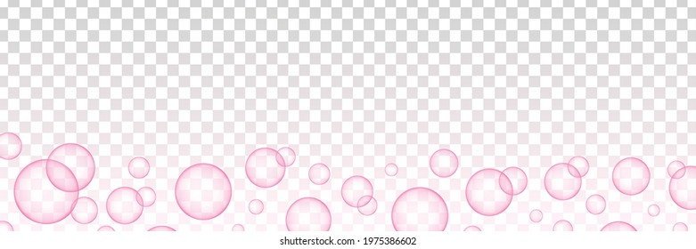 Vector realistic isolated pink bubbles on the transparent background.