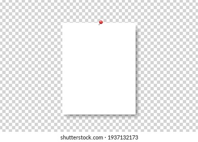 Vector realistic isolated pinned paper on the transparent background.