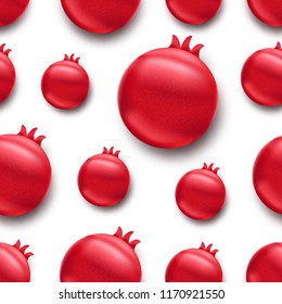 Vector realistic isolated pomegranate seamless pattern for decoration and covering on the white background.