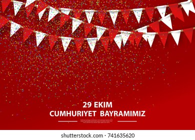 Vector realistic isolated poster for 29th Ekim Cumhuriyet Bayrami, Republic Day in Turkey for decoration and covering.