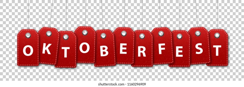 Vector realistic isolated price tags for Oktoberfest for decoration and covering on the transparent background. Concept of beer sale and offer.