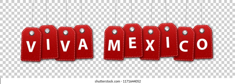 Vector realistic isolated price tags for Viva Mexico for decoration and covering on the transparent background. Concept of sale for Happy Independence Day in Mexico.