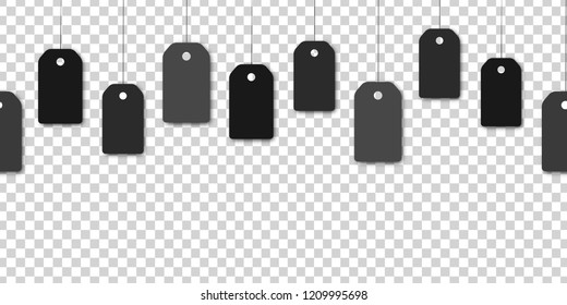 Vector realistic isolated price tags for Black friday sale for template decoration on the transparent background. Concept of discount and promo banner.
