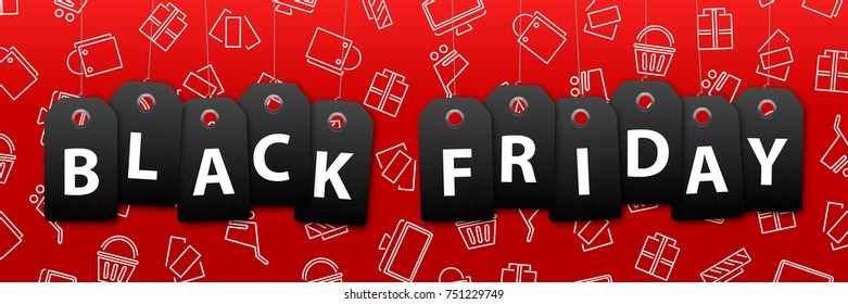 Vector realistic isolated promo banner for Black Friday for decoration and covering on the dark background. Concept of discount and sale.