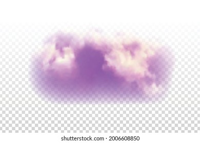 Vector realistic isolated purple cloud for template decoration and covering on the transparent background. Concept of storm and cloudscape.