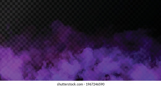 Vector Realistic Isolated Purple Smoke Effect For Decoration And Covering On The Transparent Background.