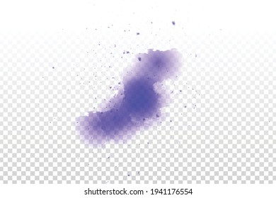 Vector realistic isolated purple watercolor splash effect for decoration and covering on the transparent background.