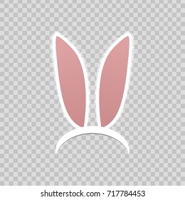 Vector realistic isolated rabbit ears for photo decoration and covering on the transparent background.