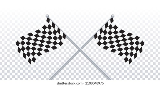 Vector realistic isolated race flags on the transparent background.