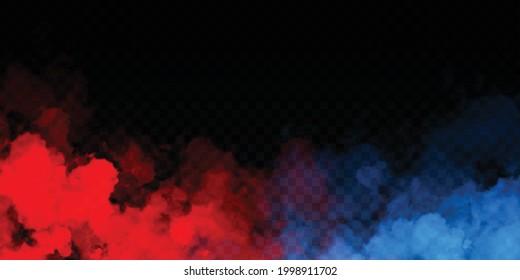 Vector realistic isolated Red and Blue Smoke effect for decoration and covering on the transparent background.