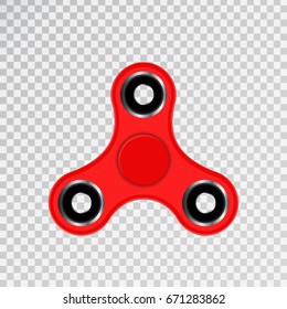Vector realistic isolated red fidget spinner for decoration on the transparent background. Concept of stress relieving toys.