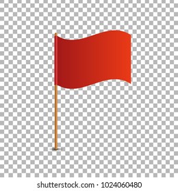 Vector realistic isolated red flag for decoration and covering on the transparent background. Concept of pointer, tag and important sign.