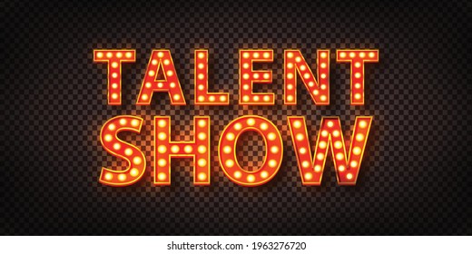 Vector realistic isolated red marquee text of Talent Show logo for decoration on the transparent background.