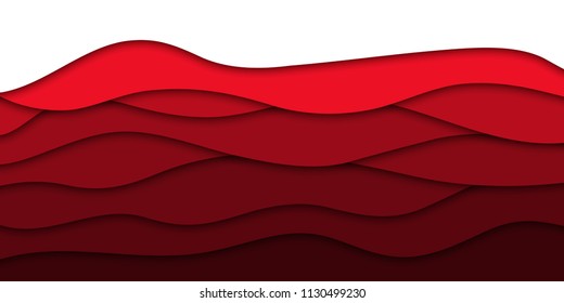 Vector realistic isolated red paper cut layer background for decoration and covering. Concept of geometric abstract design.