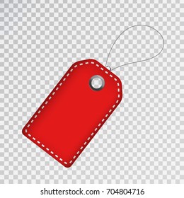 Vector realistic isolated red price tag coupon for decoration and covering on the transparent background. Concept of discount and sale.