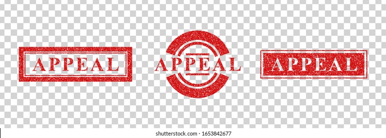 Vector Realistic Isolated Red Rubber Stamp Of Appeal Logo For Template Decoration On The Transparent Background.