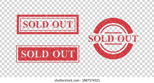Vector realistic isolated red rubber stamp of Sold Out logo for template decoration on the transparent background.