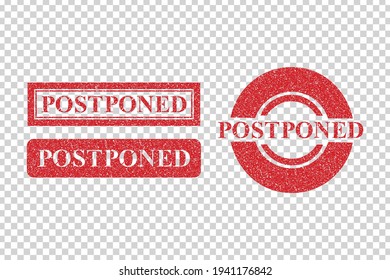 Vector realistic isolated red rubber stamp of Postponed on the transparent background.