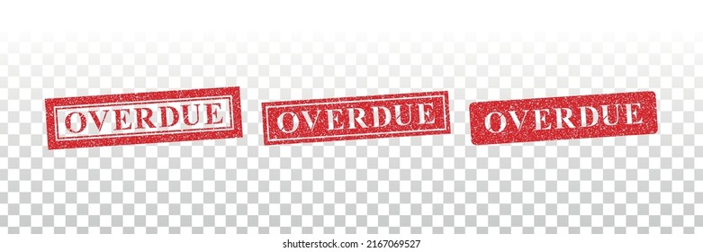 Vector realistic isolated red rubber stamp of Overdue on the transparent background.