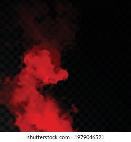 Vector realistic isolated Red Smoke effect for decoration and covering on the transparent background.