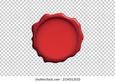 Vector realistic isolated red wax stamp on the transparent background.