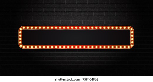 Vector realistic isolated retro sign neon billboard on the wall background. Template for vintage decoration and signboard. svg