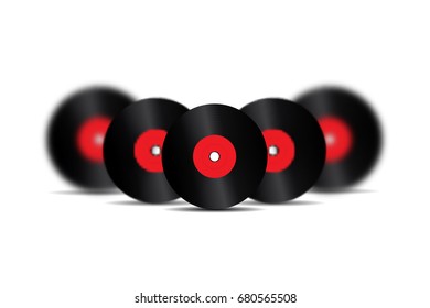 Vector realistic isolated retro vinyl records for decoration and covering on the white background. Concept of vintage and dj music.