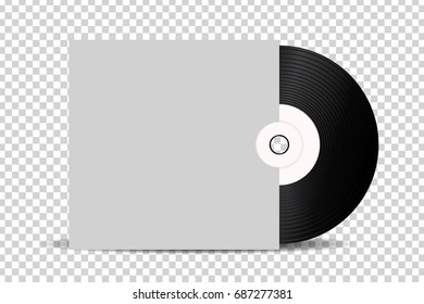 Vector realistic isolated retro vinyl record for decoration and covering on the transparent background.