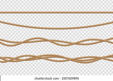 Vector realistic isolated rope for decoration and covering on the transparent background.