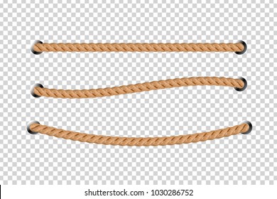 Vector realistic isolated rope for decoration and covering on the transparent background.