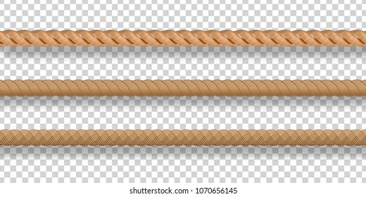 Vector realistic isolated rope for decoration and covering on the transparent background.