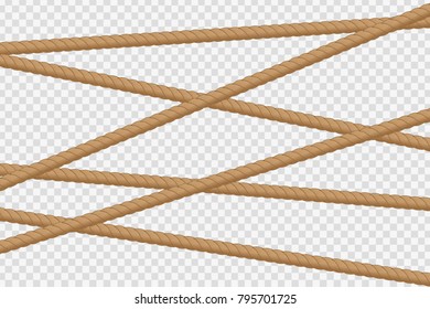 Vector realistic isolated rope for decoration and covering on the transparent background.