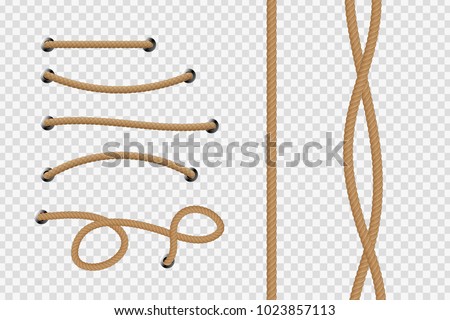 Vector realistic isolated rope for decoration and covering on the transparent background.