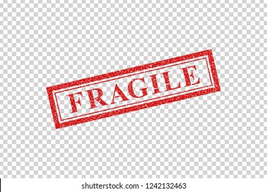 Vector realistic isolated rubber stamp of Fragile logo for template decoration and layout covering on the transparent background.