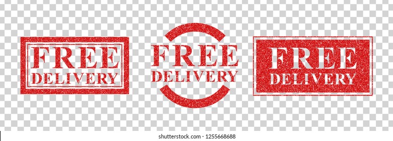 Vector realistic isolated rubber stamp of Free Delivery logo for template decoration and layout covering on the transparent background.