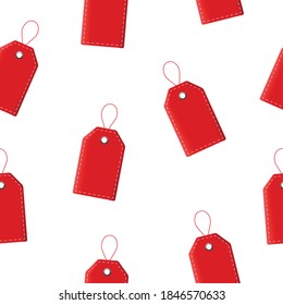 Vector realistic isolated seamless pattern of red price tag coupons for Black Friday sale for decoration.