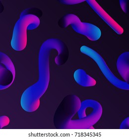 Vector realistic isolated seamless pattern of abstract fluid liquid lava lamp shapes for decoration and covering on the gradient background.