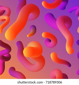 Vector realistic isolated seamless pattern of abstract fluid liquid lava lamp shapes for decoration and covering on the gradient background.