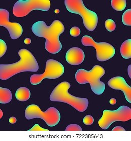 Vector realistic isolated seamless pattern of abstract fluid liquid lava lamp shapes for decoration and covering on the gradient background.
