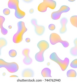 Vector realistic isolated seamless pattern of abstract fluid liquid lava lamp shapes for decoration and covering on the gradient background.