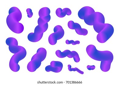 Vector realistic isolated set of abstract fluid liquid shapes for decoration and covering on the white background.