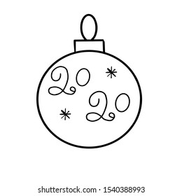 Vector realistic isolated sign of 2020 Christmas Ball with snowflakes. Background. Concept of Happy New Year