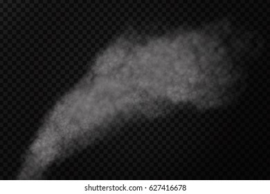Vector realistic isolated smoke effect on the transparent background. Realistic fog, mist or cloud for decoration. Concept of firefighting and forest fire.