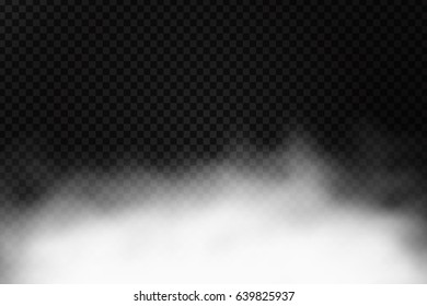 Vector realistic isolated smoke effect on the transparent background. Realistic fog or cloud for decoration.